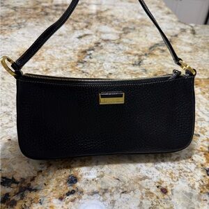 Kate Spade Black Leather Shoulder Bag with Gold Accents